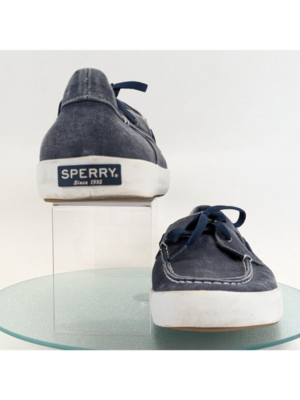 Men's Sperry Top-Sider Bahama 2-Eye Navy Blue Canvas Shoes Style C16-61432.SZ 12 - Picture 3 of 11